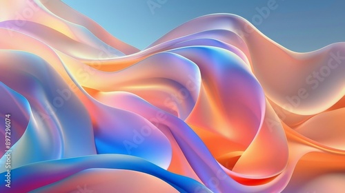 Wallpaper Mural Abstract pastel background with flowing fabric effect in blue, orange, pink, and purple hues. Ideal for modern designs like wallpapers, banners, and social media posts Torontodigital.ca