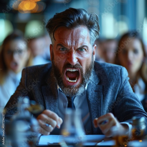 Intense Scientific Debate: Scholars Argue at Conference Meeting