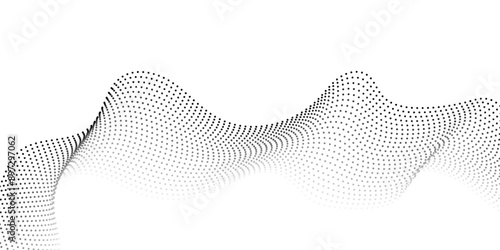 Wallpaper Mural Futuristic wave of black smoothly moving dots on a white background. Flowing dot particles wave pattern halftone black gradient smooth curve shape isolated on transparent background. Vector in concept Torontodigital.ca