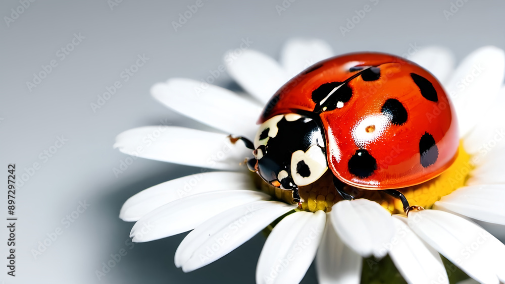 Lady bug - coccinellidae and daisy flower. Lady bug - coccinellidae and daisy flower.