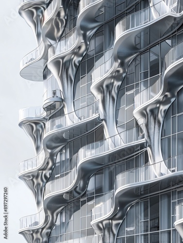 Undulating Architecture Model: Topographic Façade and Section View photo