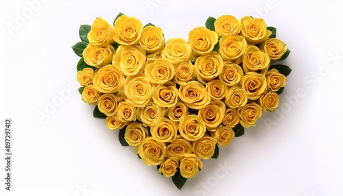 黄色のハート型のバラの花（Yellow heart-shaped rose flower.）