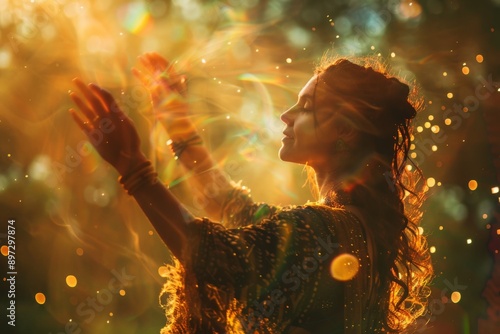 Woman Reaches Towards the Light.