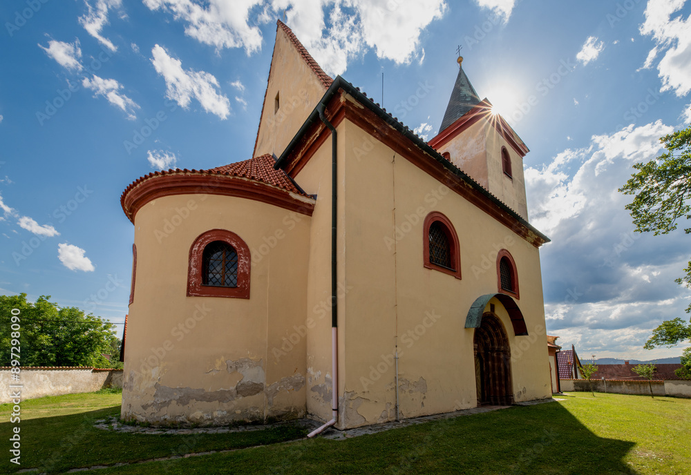 Church of St. Wenceslas - Hrusice (Czech Republic) - The originally Romanesque church was later rebuilt in Baroque style, but the remarkable Romanesque portal has been preserved.
