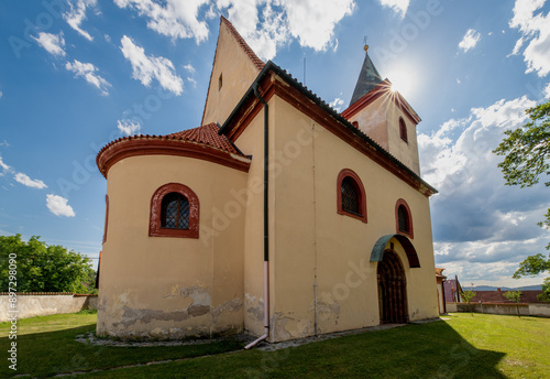 Church of St. Wenceslas - Hrusice (Czech Republic) - The originally Romanesque church was later rebuilt in Baroque style, but the remarkable Romanesque portal has been preserved.