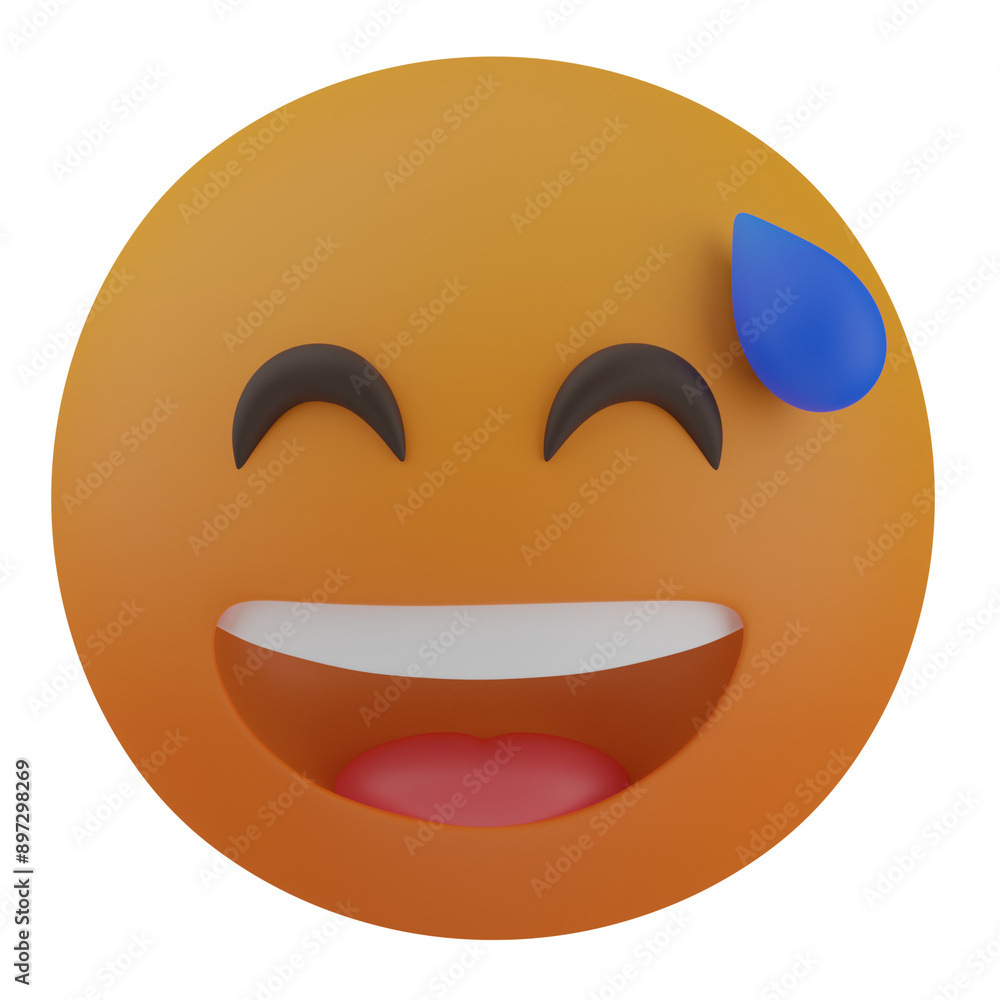 3d render Grinning Face with Sweat illustration 3d render Grinning Face with Sweat illustration