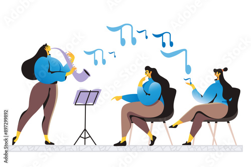 Female musicians playing a concert