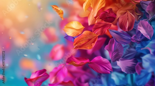 A stunning display of vibrant petals in motion, creating a mesmerizing and colorful floral explosion.