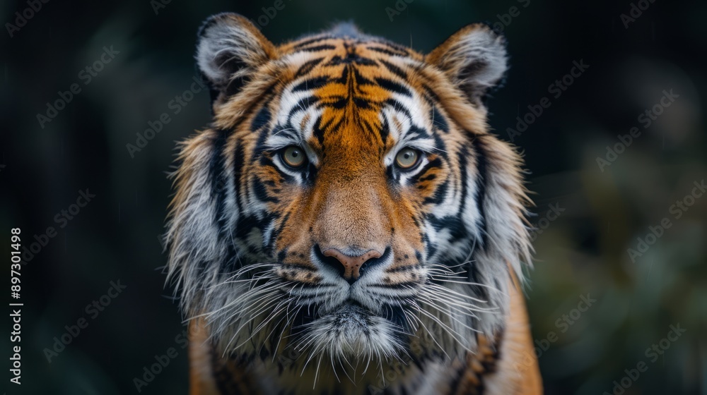 Naklejka premium A Majestic Tiger's Gaze In A Lush Forest Setting. Generative AI