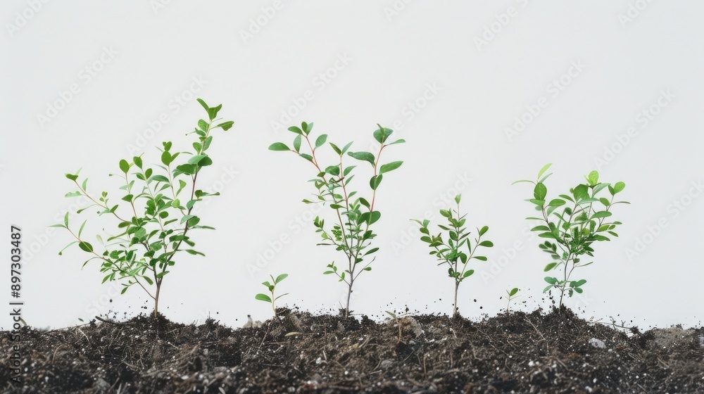 A cluster of tiny trees sprouting from a mound of earth, symbolizing new life and growth A cluster of tiny trees sprouting from a mound of earth, symbolizing new life and growth