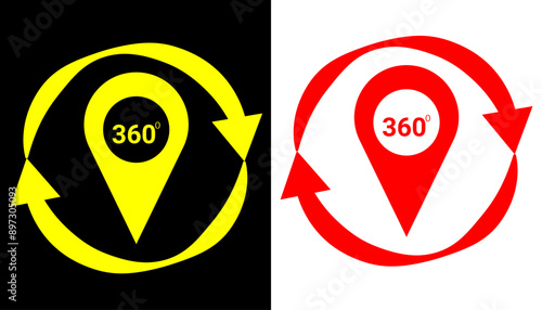 Rotating map pin anywhere and anytime icon illustration.