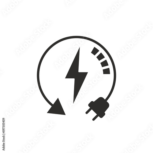 reduction usage electricity icon, save smart meter, flat vector illustration