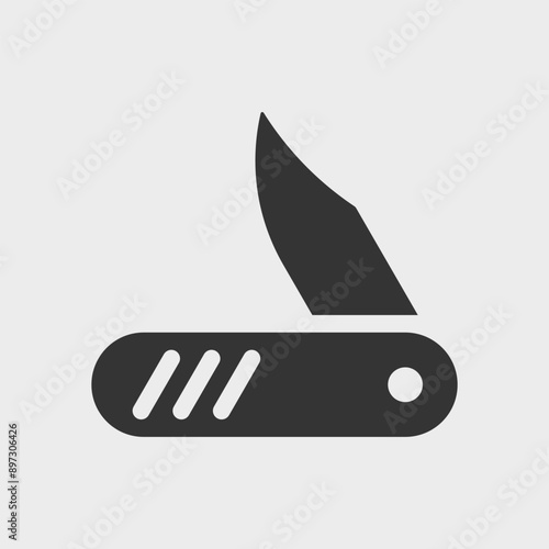 Folding knife. Vector flat icon