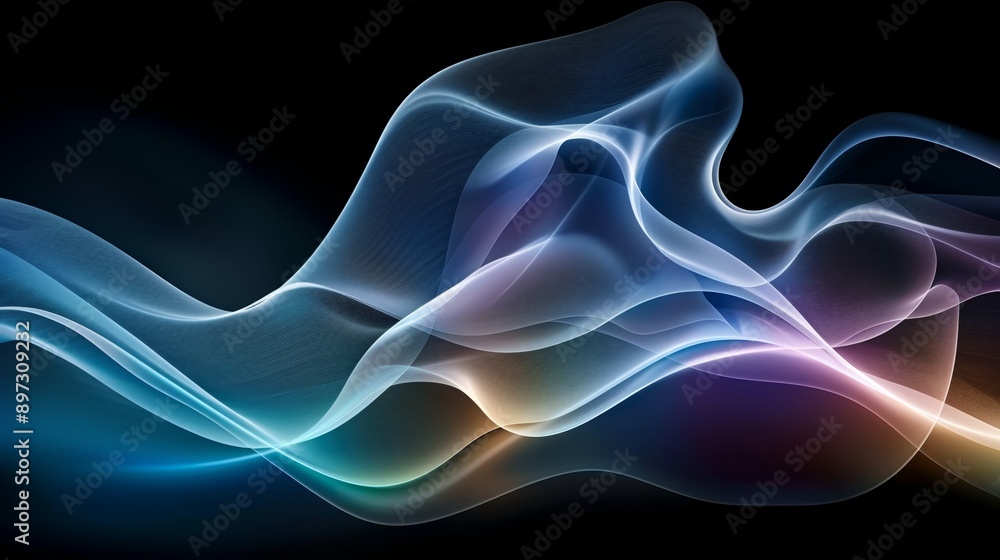 Blue and orange wavy shapes create an abstract background against a black backdrop Blue and orange wavy shapes create an abstract background against a black backdrop