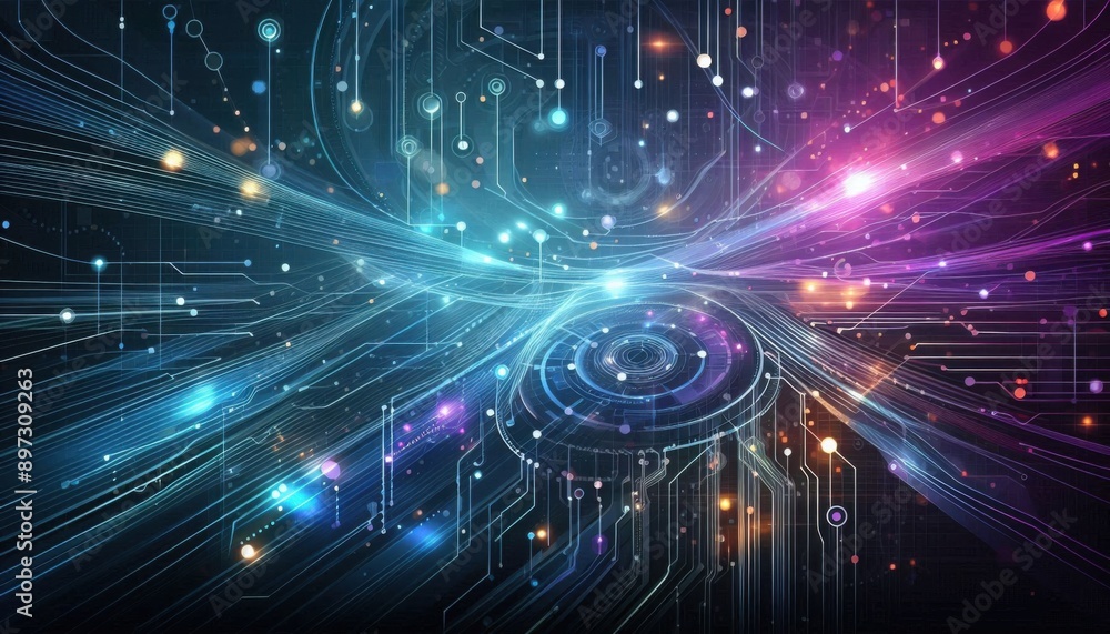 Obraz premium Cosmic Tech: Blue and Purple Space Background