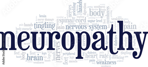 Neuropathy word cloud conceptual design isolated on white background.