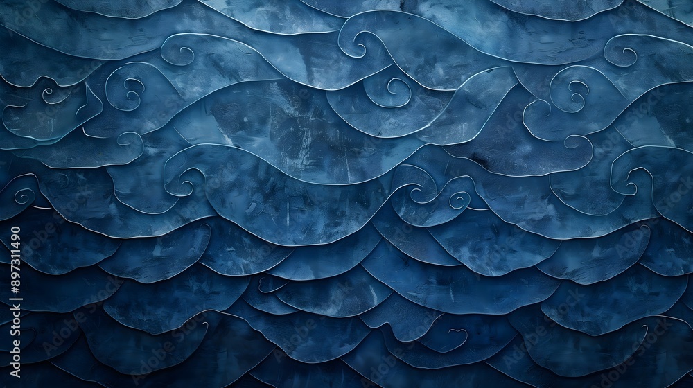 wall paper pattern deep blue, waves pattern wall paper pattern deep blue, waves pattern