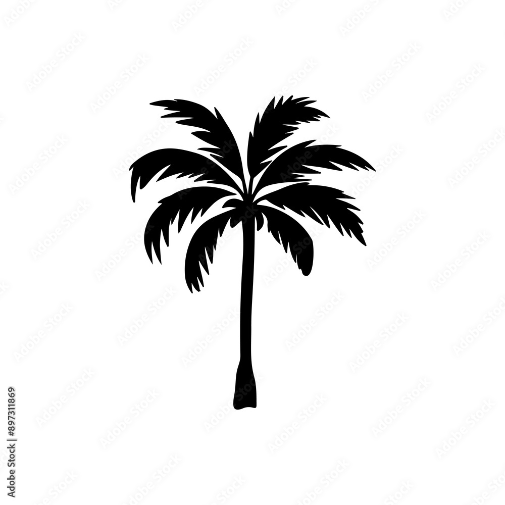 Obraz premium Coconut Tree, typography calligraphy sillhouette vector