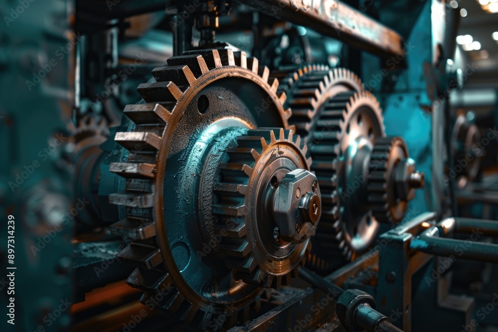Gears on Machine Close-up Gears on Machine Close-up