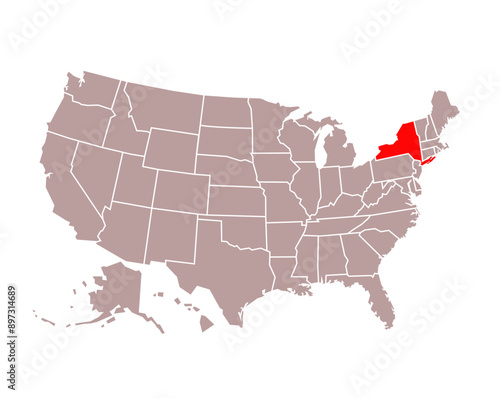 new york state map on USA map