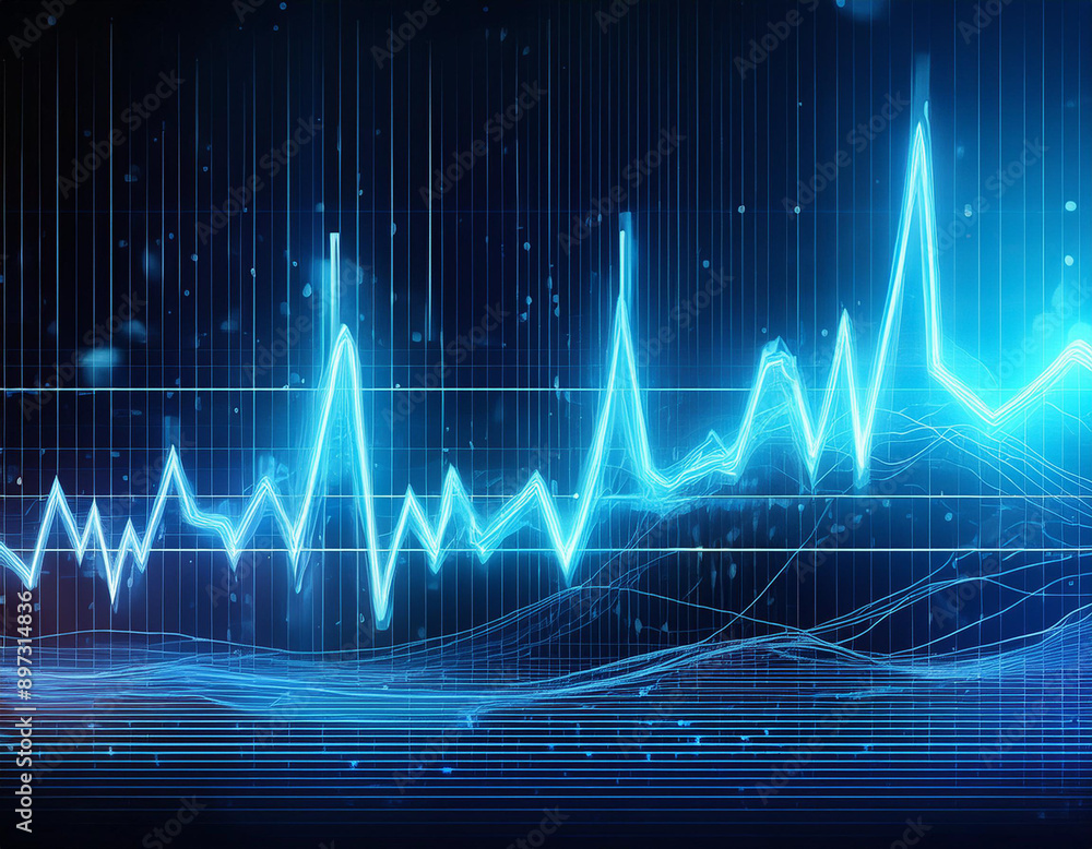 Fototapeta premium Dynamic Heartbeat Visualization: Modern ECG and Pulse Wave Graphics