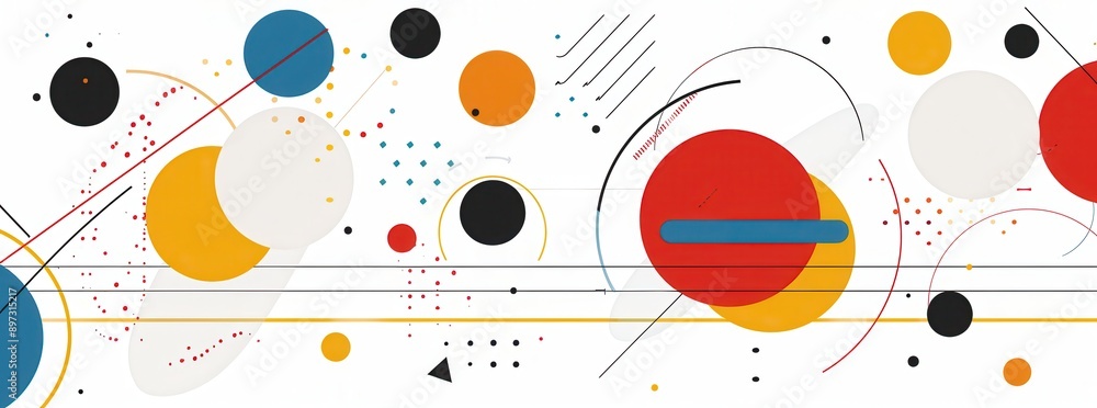 Abstract vector design with geometric circles and lines on a white background in a minimalist style. Abstract vector design with geometric circles and lines on a white background in a minimalist style.