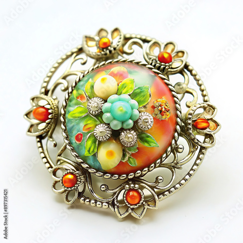 Antique brooch with a flower design