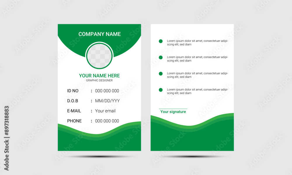 Fototapeta premium Modern Identity Card With Green Template.