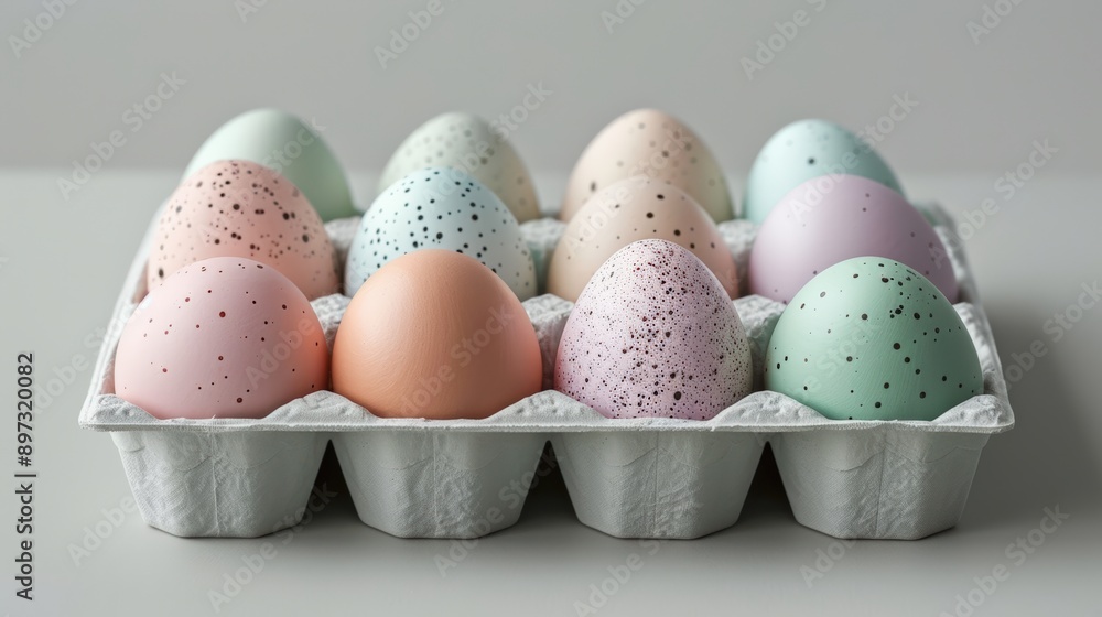 Pastel Speckled Eggs in a Carton, a Delicate and Festive Display for Spring Pastel Speckled Eggs in a Carton, a Delicate and Festive Display for Spring