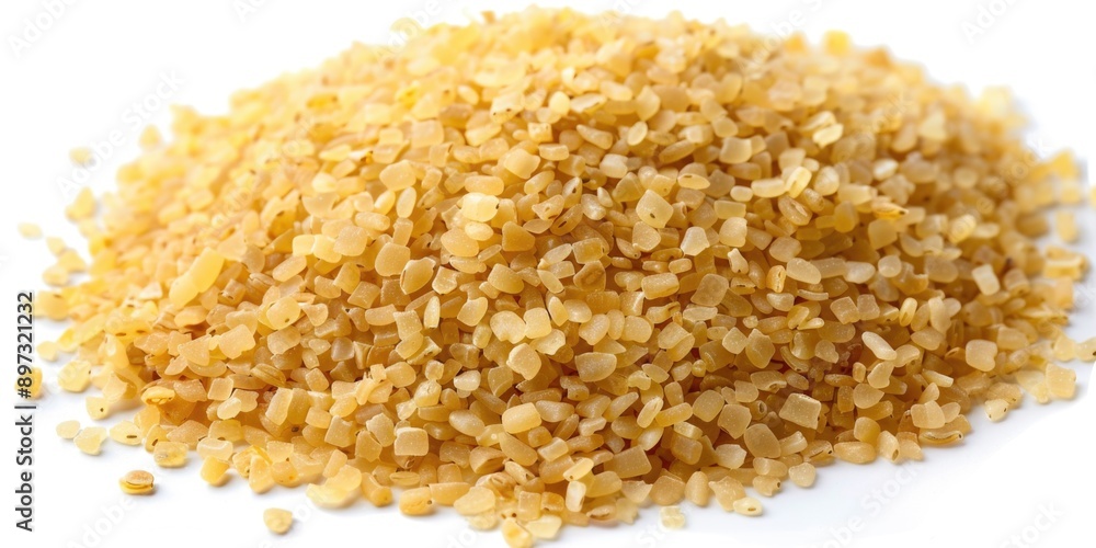 A pile of brown rice sitting on a white surface, great for food and still life photography A pile of brown rice sitting on a white surface, great for food and still life photography