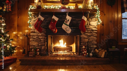 Cozy Fireplace with Stockings © Alex
