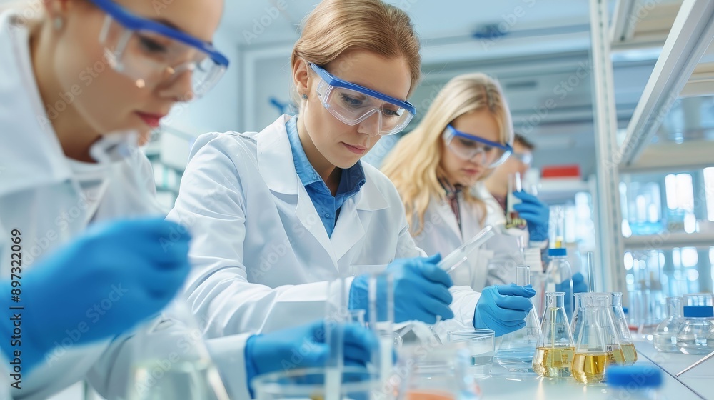Research and development team testing new materials in a lab, innovation, science, Research and development team testing new materials in a lab, innovation, science,