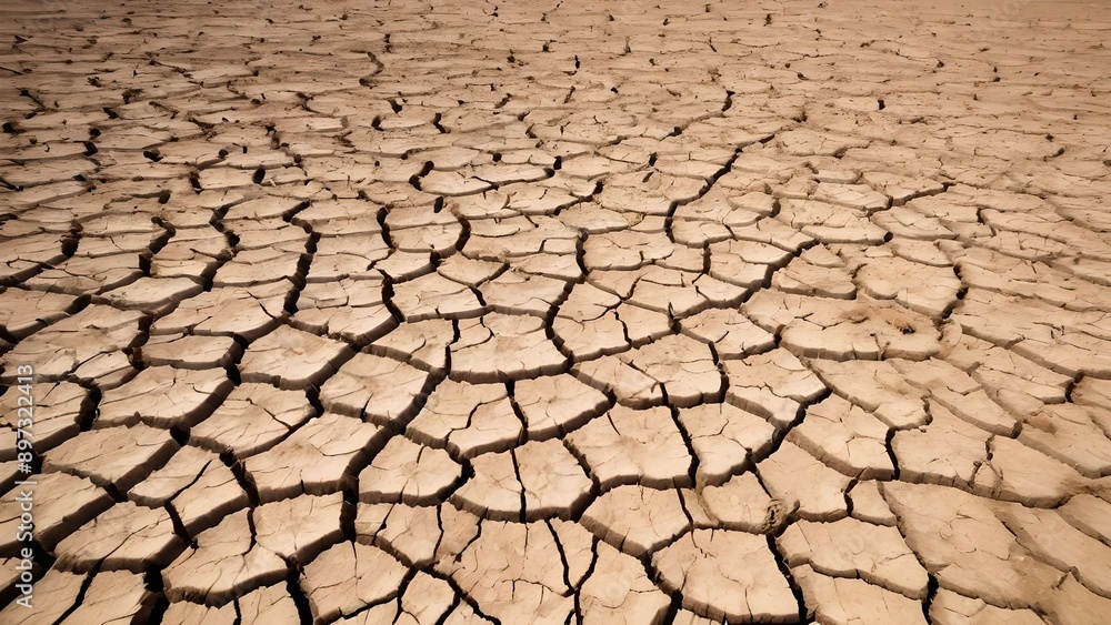 Cracked dry earth soil surface. Nature environment ground drought, desert land heat, climate change and global warming, hot summer weather