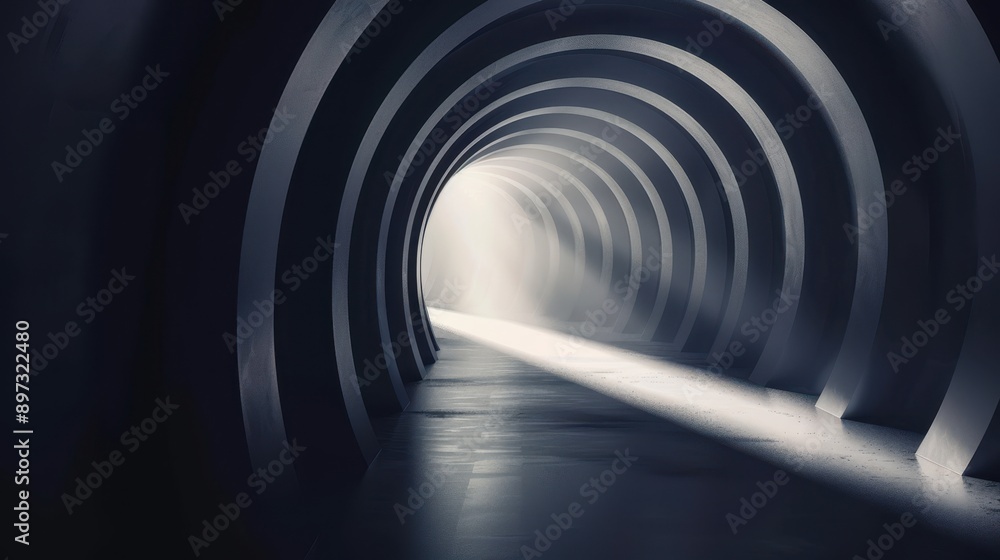 A mysterious tunnel illuminated by soft light, showcasing a unique architectural design and a tranquil atmosphere. A mysterious tunnel illuminated by soft light, showcasing a unique architectural design and a tranquil atmosphere.