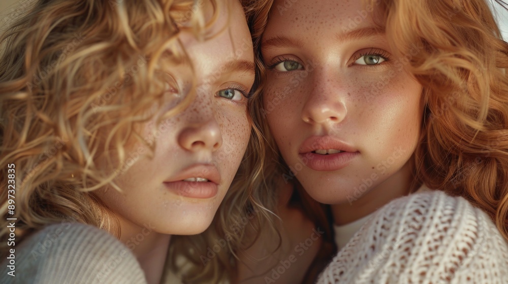 Two young women with freckles Two young women with freckles