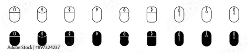 Computer mouse icons set.Black pc mouse with wheel.Vector illustration.