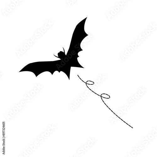 Black silhouettes of halloween bats set on white background