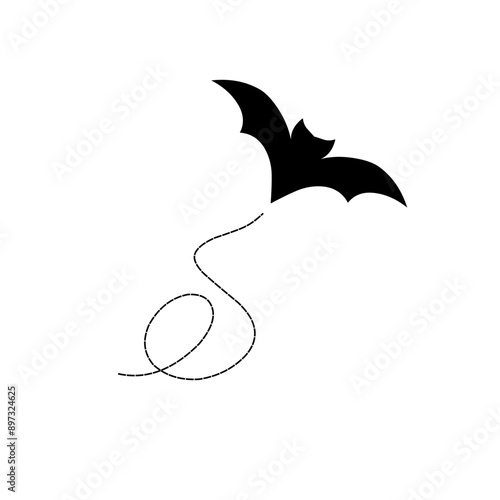 Black silhouettes of halloween bats set on white background