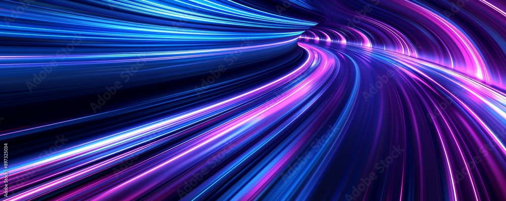 Abstract neon lights forming a futuristic curved Abstract neon lights forming a futuristic curved