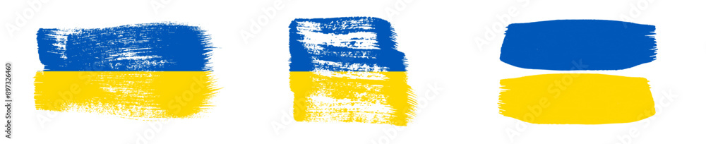 Obraz premium Set of Ukrainian national flags
