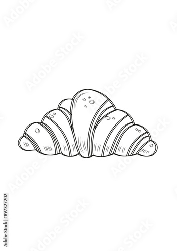 Croissant hand drawn doodle for bakeries or menus. Sketch Croissant icon. Vector illustration.