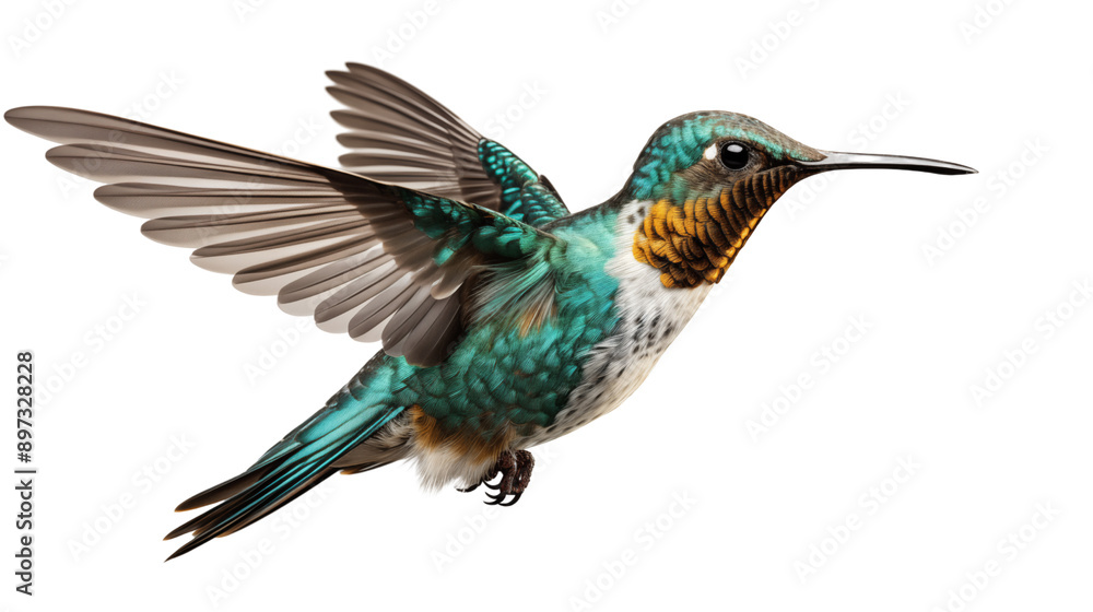 Fototapeta premium Beautiful Hummingbird in Flight transparent background.
