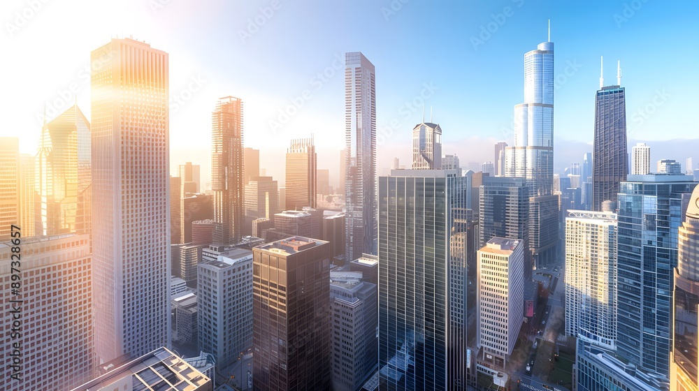 Fototapeta premium Chicago Skyline at Sunrise