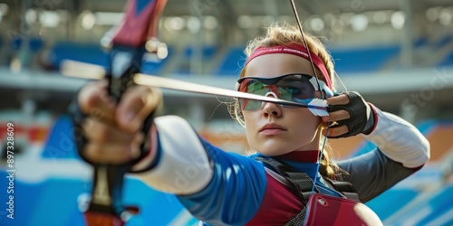 Precision and Grace: Female Archer in the Heat of Competition