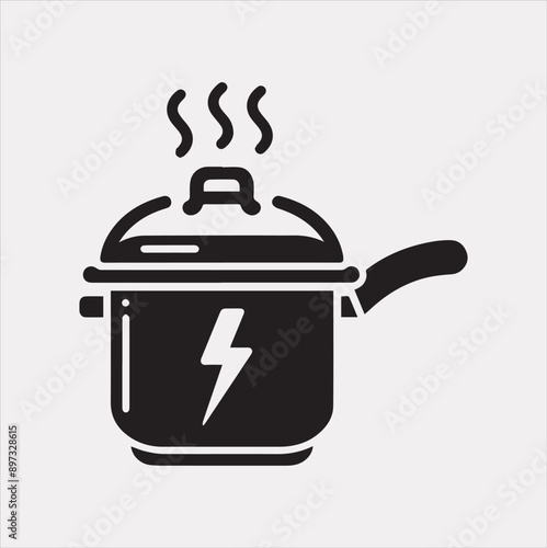 Electric pan Pressure Cooker silhouette vector on a white background