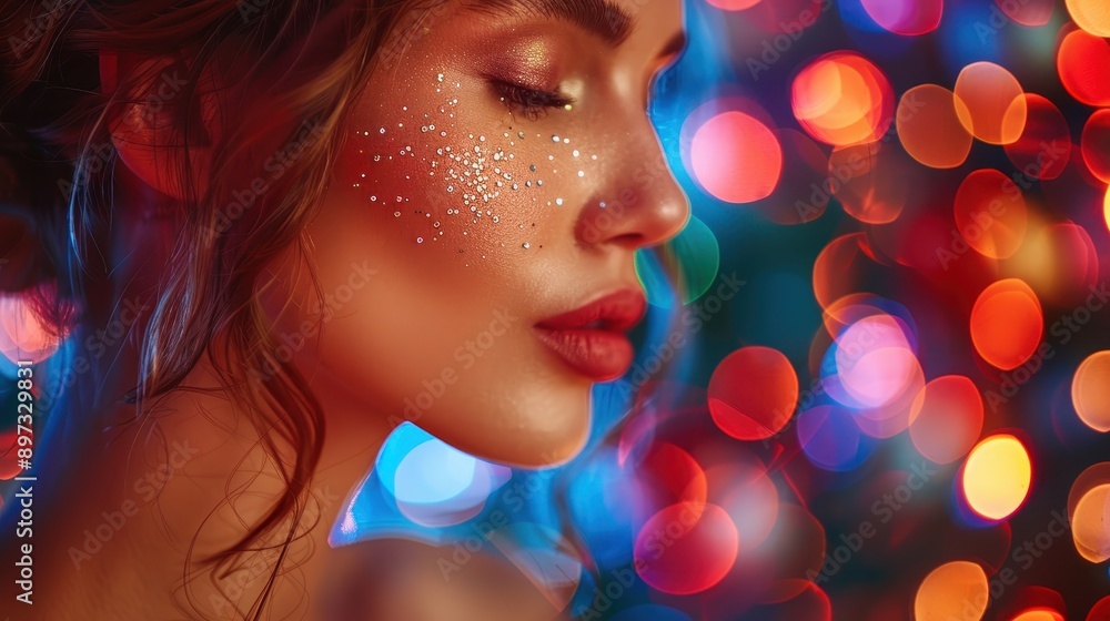 An abstract image featuring a close-up shot of flowing hair and vibrant festive bokeh lights in the background, creating a colorful and dreamy effect. An abstract image featuring a close-up shot of flowing hair and vibrant festive bokeh lights in the background, creating a colorful and dreamy effect.