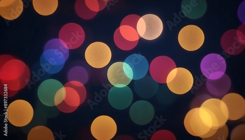 Defocused abstract colorful bokeh lights. illuminated and blurred background for festive decoration