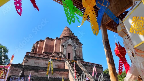 Wat Chedi Luang is a Buddhist temple in the historic center of Chiang Mai, Thailand.