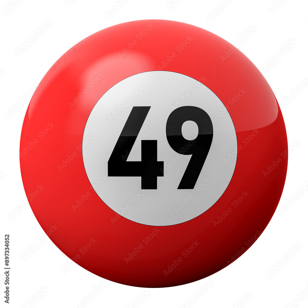 3D Render of Red Billiard Ball Number 49 3D Render of Red Billiard Ball Number 49