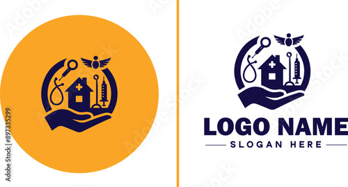 Medical clinic icon Health center Clinic Medical office flat logo sign symbol editable vector